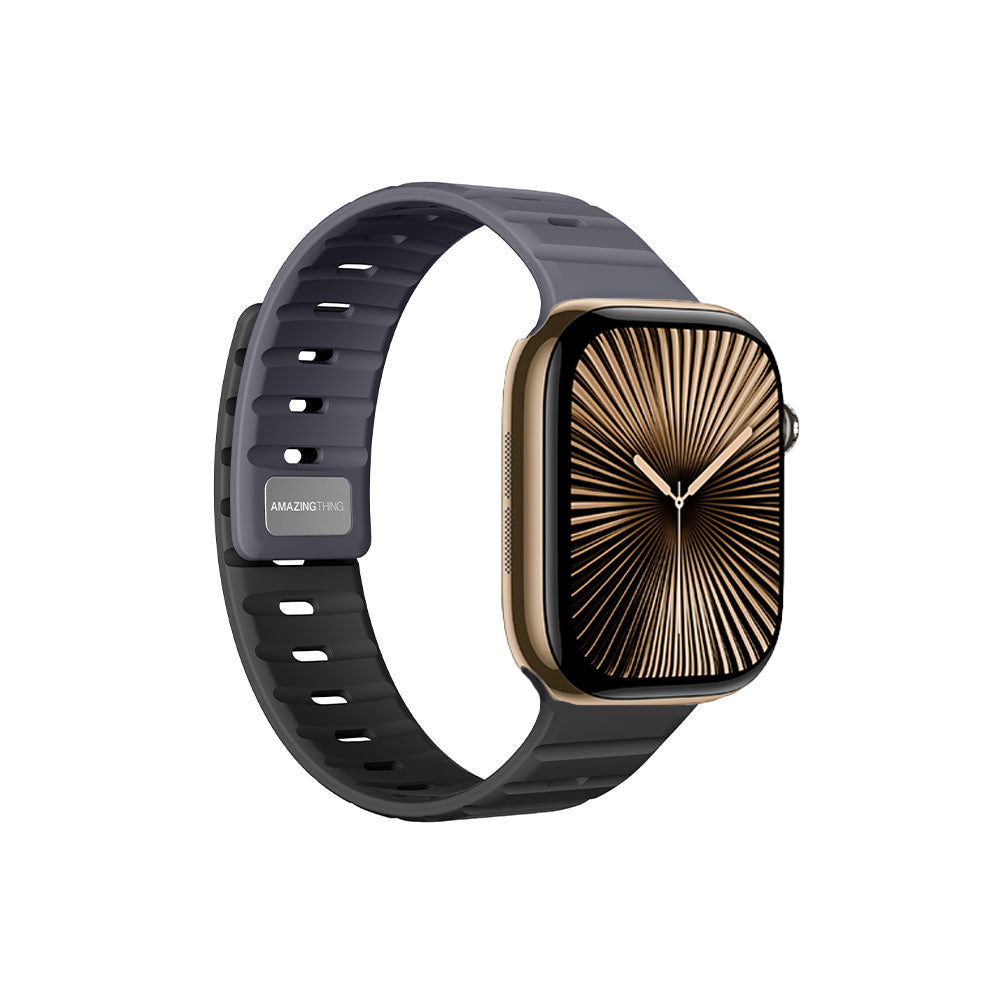Apple Watch 10 46mm Amazingthing SilqLock Silikon Kordon Strap Kayış Starlight