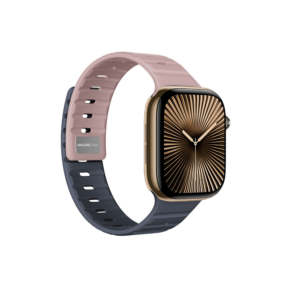 Apple Watch 10 46mm Amazingthing SilqLock Silikon Kordon Strap Kayış Siyah