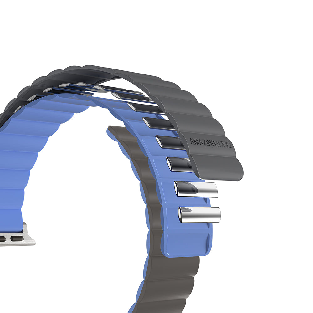 Watch 10 46mm Amazingthing Smoothie Mag Magnetik Tak Çıkar Silikon Strap Kayış Gri-Mavi