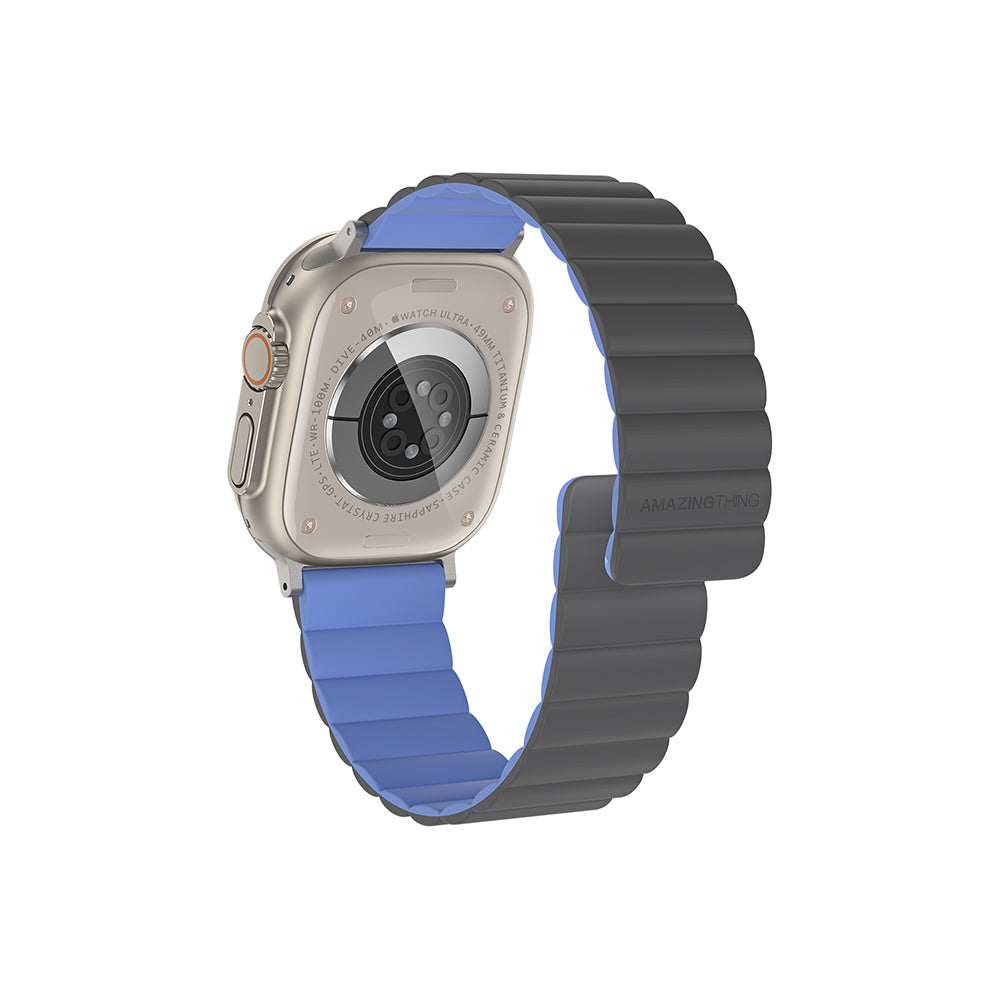 Watch 10 46mm Amazingthing Smoothie Mag Magnetik Tak Çıkar Silikon Strap Kayış Gri-Mavi