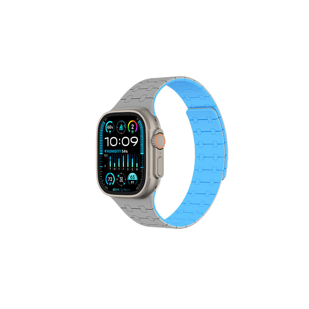 Watch 10 46mm Amazingthing Smoothie Sport Magnetik Tak Çıkar Silikon Strap Kayış Gri-Mavi