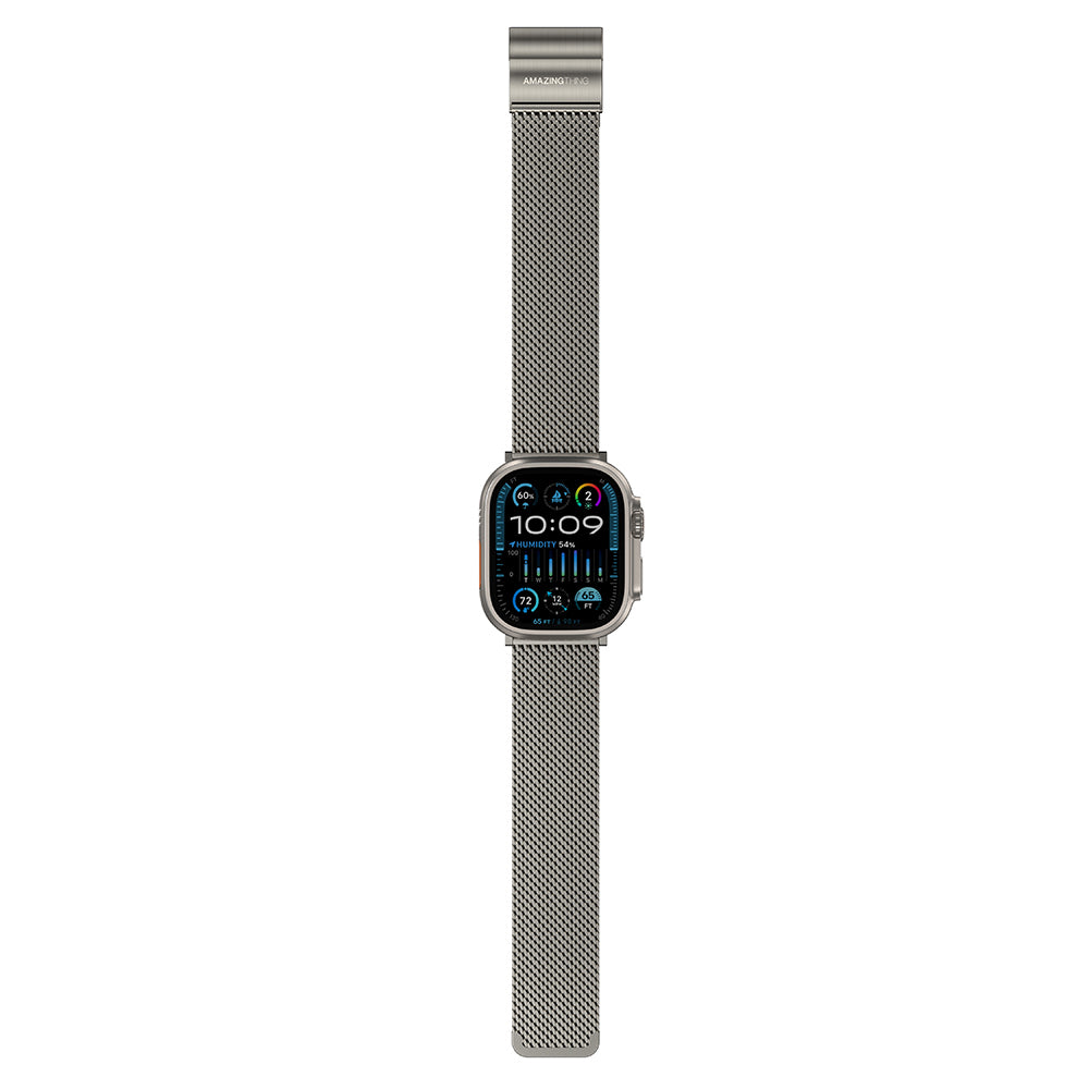 Apple Watch 10 46mm Amazingthing Titan Premium Metal Hasır Kordon Siyah