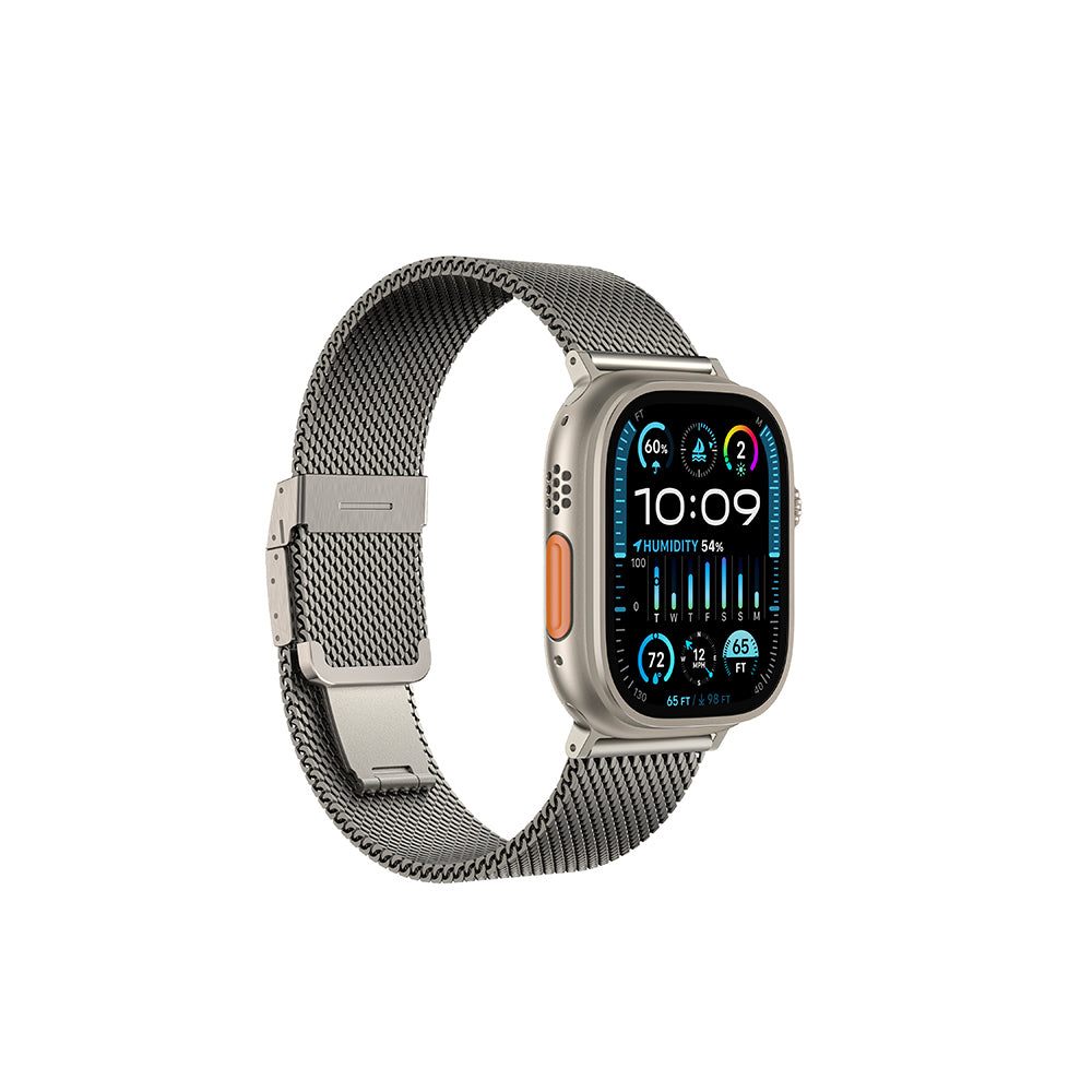 Apple Watch 10 46mm Amazingthing Titan Premium Metal Hasır Kordon Siyah