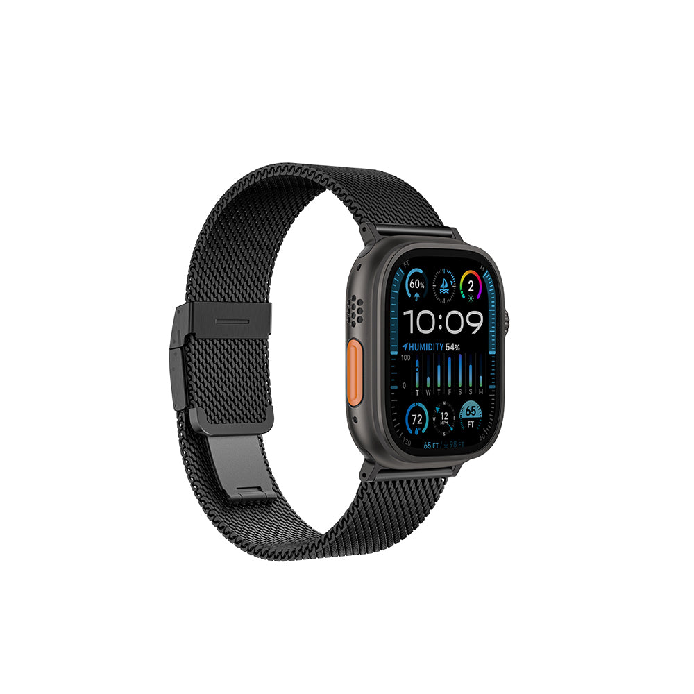 Apple Watch 10 46mm Amazingthing Titan Premium Metal Hasır Kordon Siyah