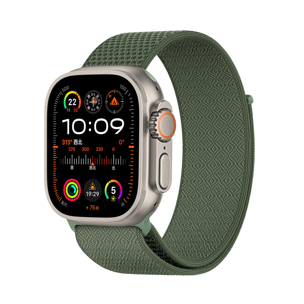 Apple Watch 10 46mm Kordon Wiwu WB501 CloudFlex Serisi Hasır Örgü Strap Kayış Yeşil