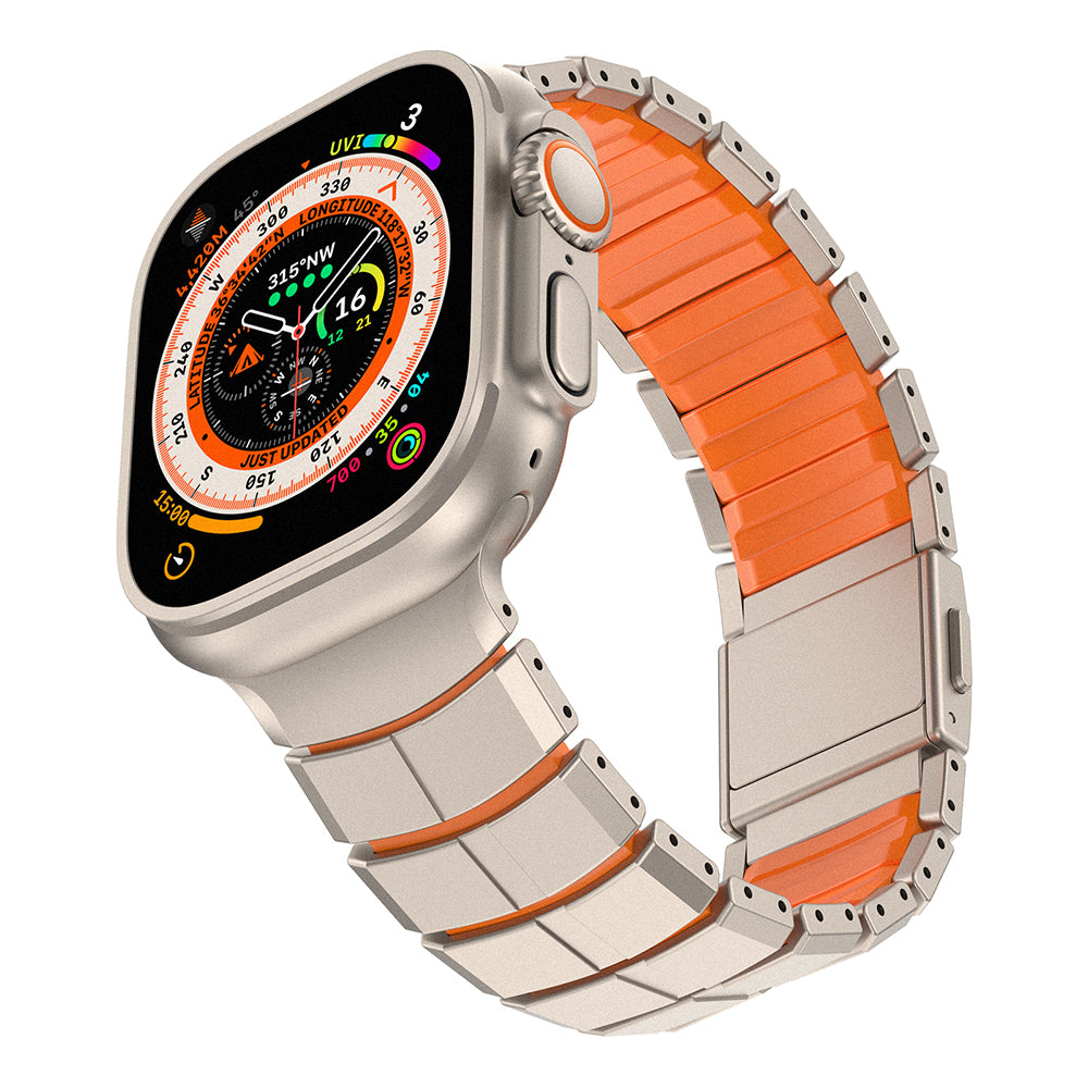 Apple Watch 10 46mm Mohseven iWatch Titancore No.1 Metal Kordon Titanyum-Turuncu