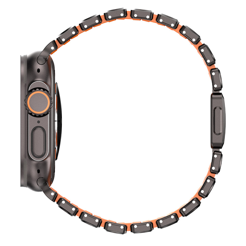 Apple Watch 10 46mm Mohseven iWatch Titancore No.2 Çelik Kordon Siyah-Turuncu