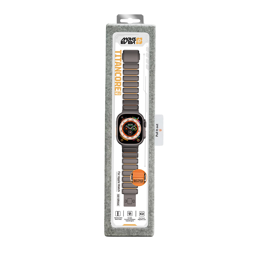 Apple Watch 10 46mm Mohseven iWatch Titancore No.2 Çelik Kordon Siyah-Turuncu