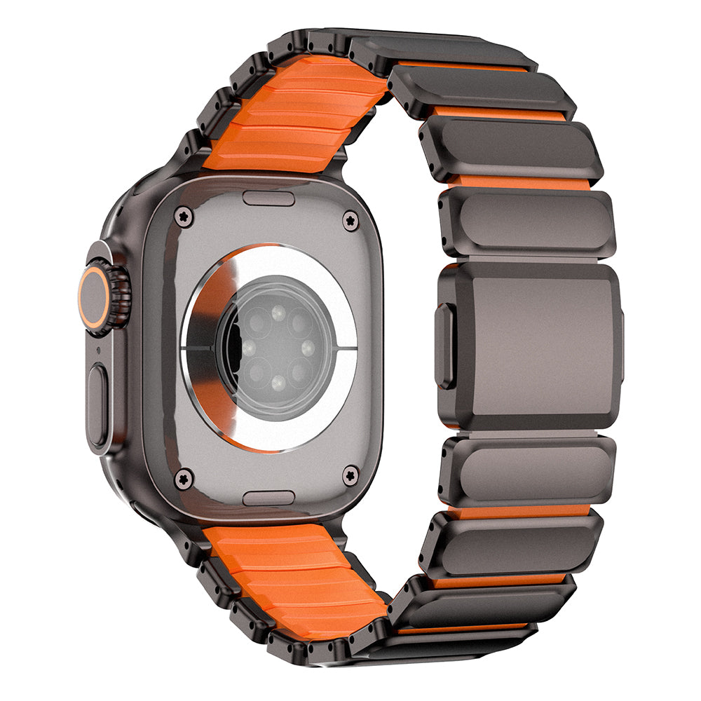 Apple Watch 10 46mm Mohseven iWatch Titancore No.2 Çelik Kordon Siyah-Turuncu