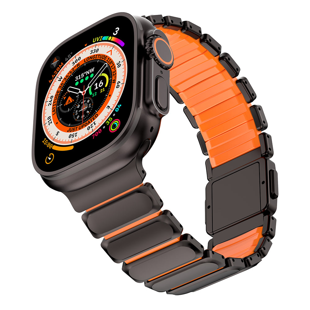 Apple Watch 10 46mm Mohseven iWatch Titancore No.2 Çelik Kordon Siyah-Turuncu