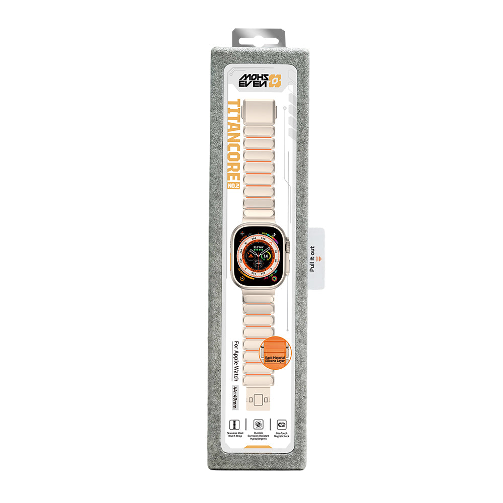 Apple Watch 10 46mm Mohseven iWatch Titancore No.2 Çelik Kordon Titanyum-Turuncu
