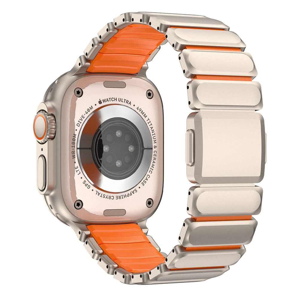 Apple Watch 10 46mm Mohseven iWatch Titancore No.2 Çelik Kordon Titanyum-Turuncu