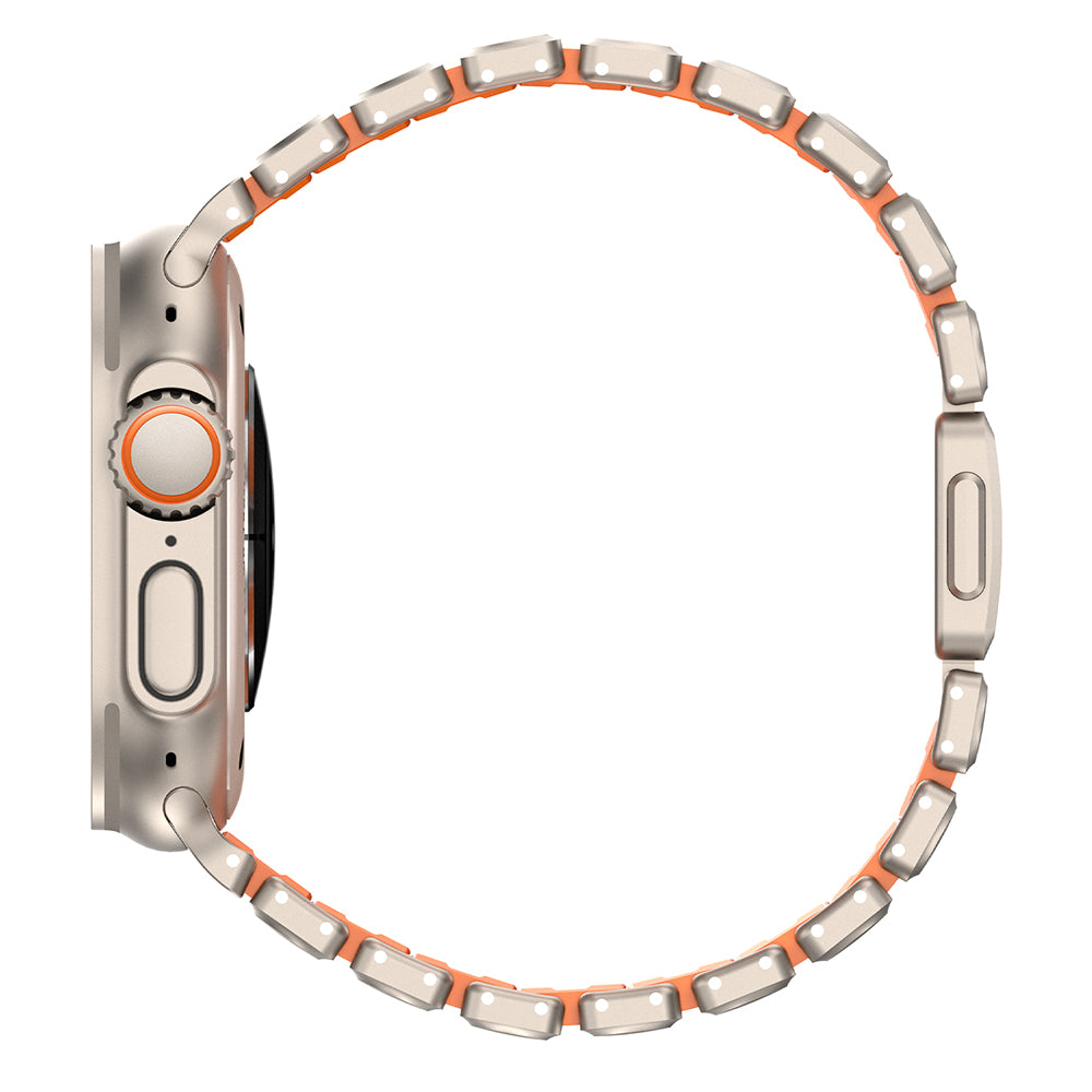 Apple Watch 10 46mm Mohseven iWatch Titancore No.2 Çelik Kordon Titanyum-Turuncu