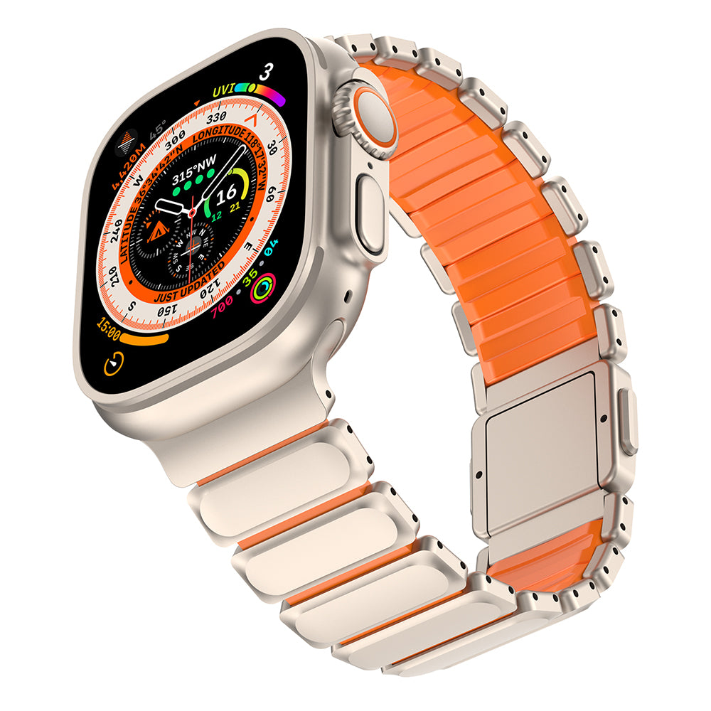 Apple Watch 10 46mm Mohseven iWatch Titancore No.2 Çelik Kordon Titanyum-Turuncu