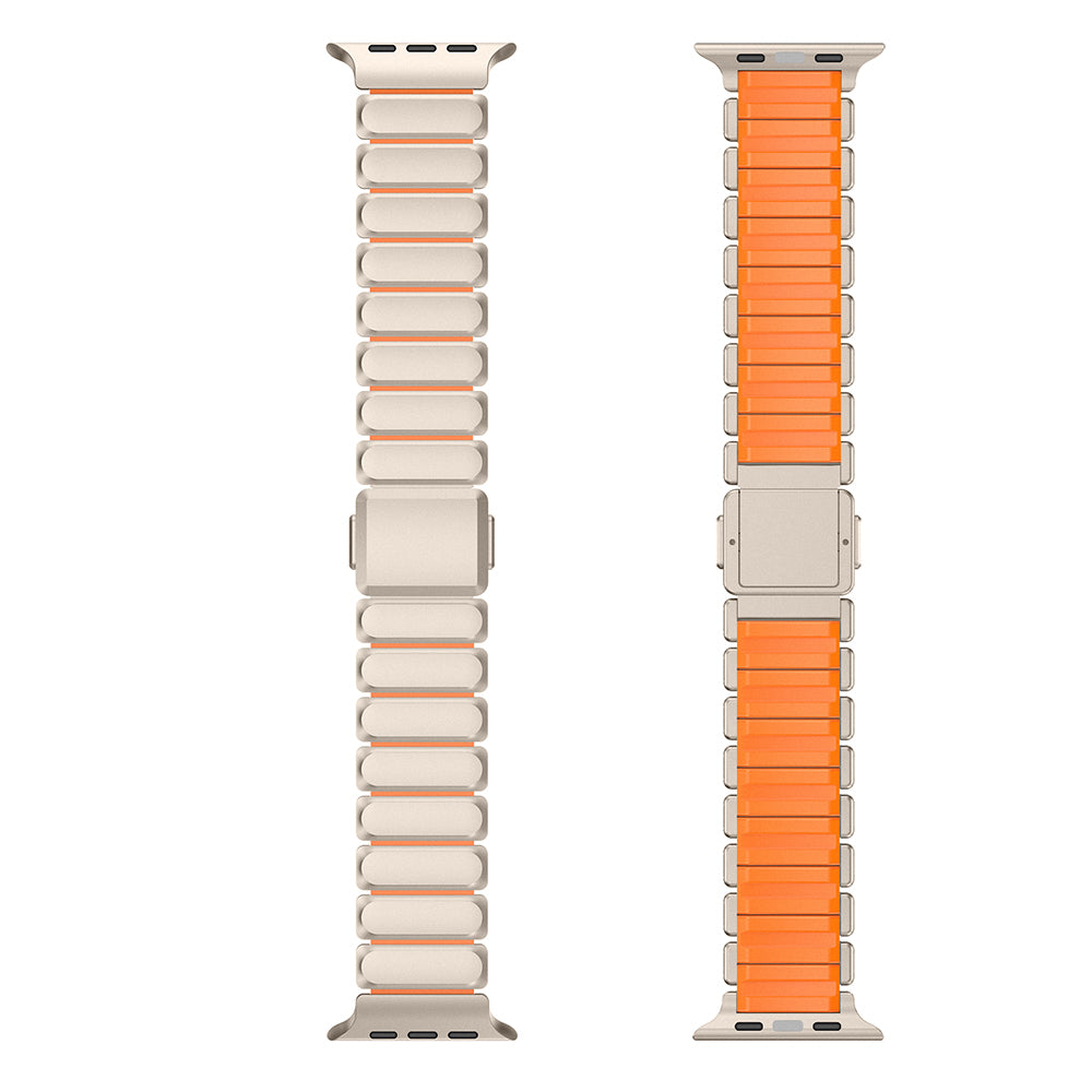 Apple Watch 10 46mm Mohseven iWatch Titancore No.2 Çelik Kordon Titanyum-Turuncu