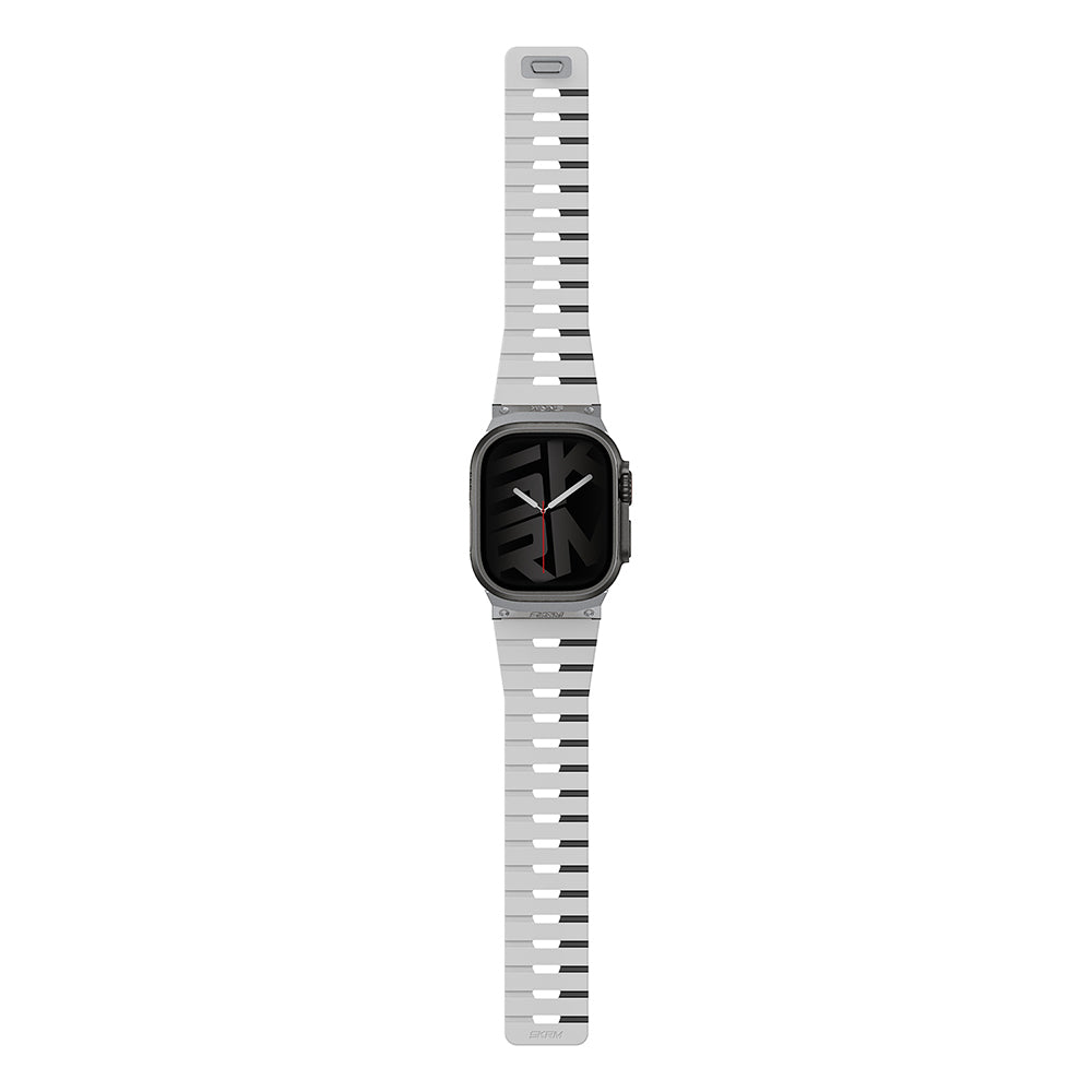 Apple Watch 10 46mm Skinarma Gemini Serisi TPU Magnetik Silikon Kordon Turuncu-Siyah