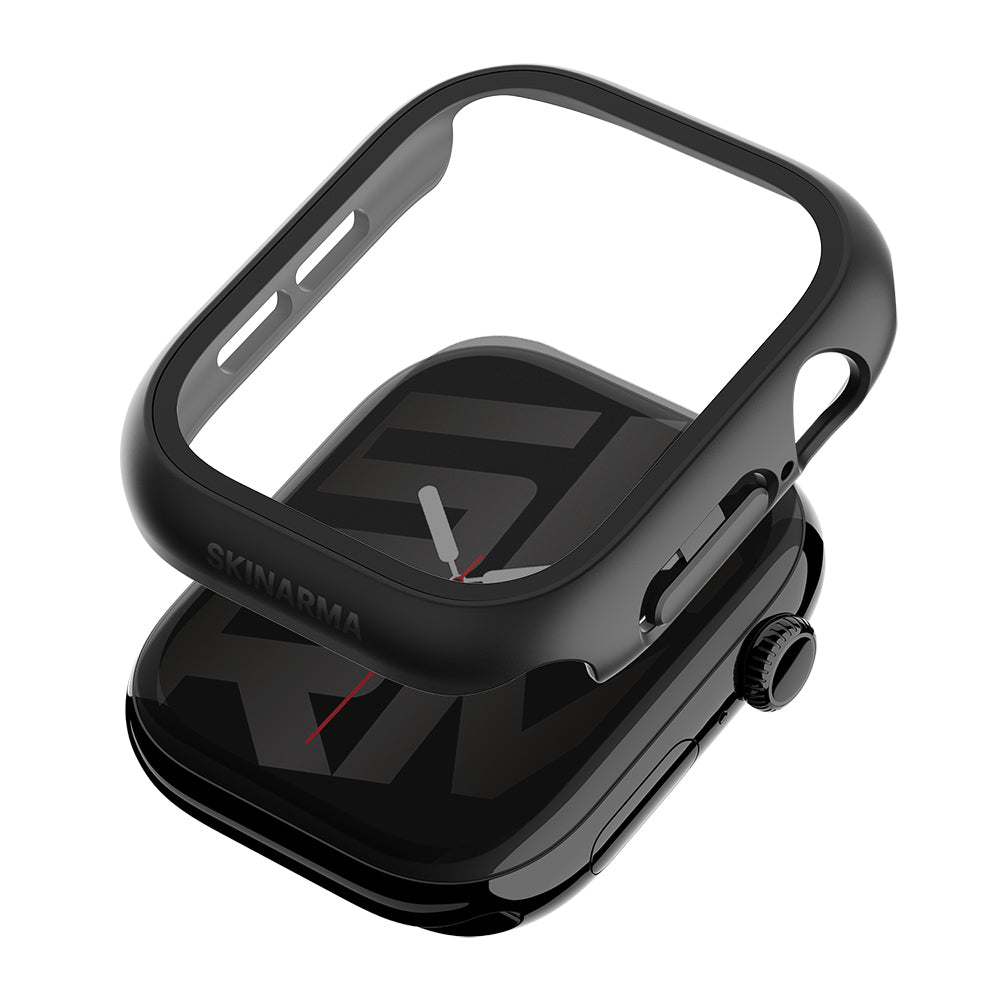 Apple Watch 12 46mm Skinarma Gado Sert Silikon Kasa ve Ekran Koruyucu Siyah