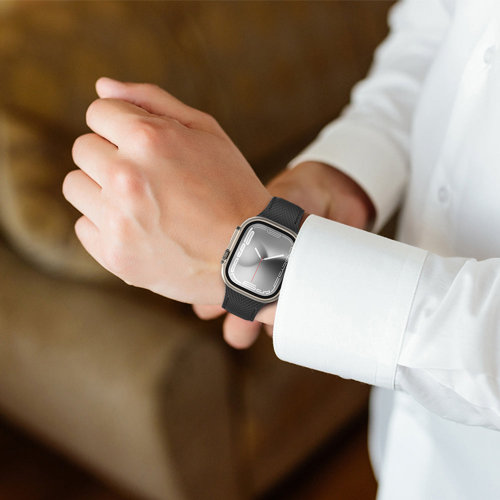 Watch 38mm Amazingthing Titan Swift Deri Dokulu Silikon Kordon Siyah