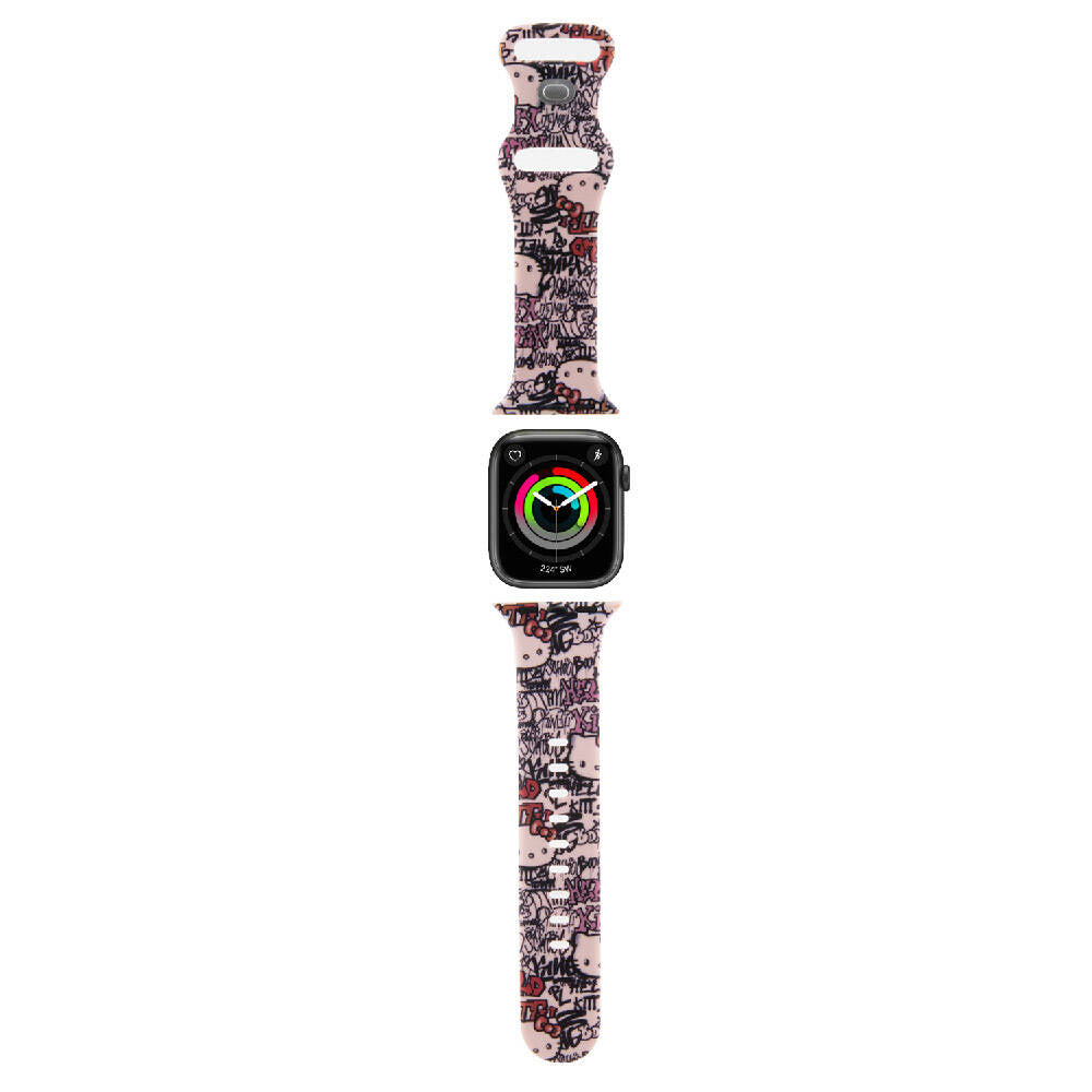 Watch 38mm Hello Kitty Orjinal Lisanslı Etiket Graffiti Silikon Kordon Pembe