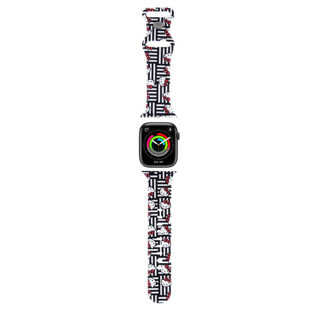 Watch 40mm Hello Kitty Orjinal Lisanslı Çizgiler & Kitty Silikon Kordon Siyah