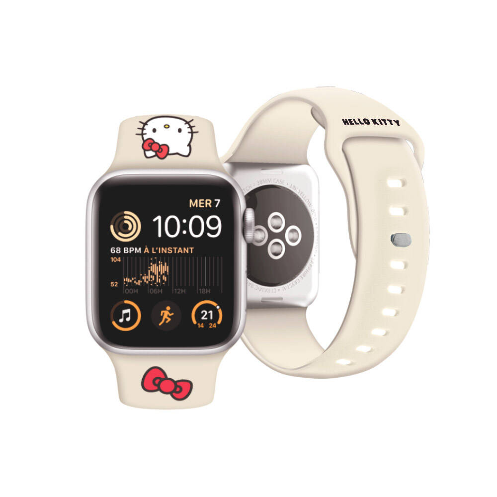 Watch 40mm Hello Kitty Orjinal Lisanslı Yazı Logolu Fiyonk & Kitty Head Silikon Kordon Pembe