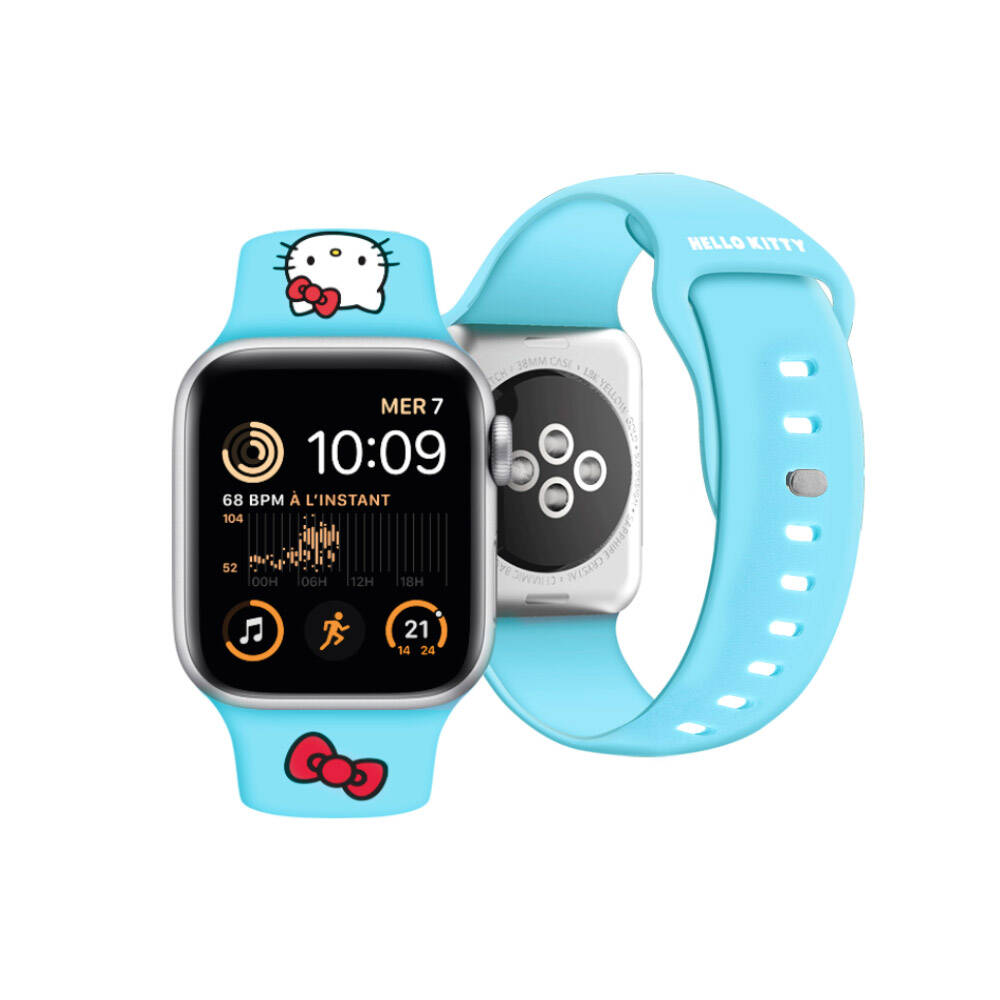Watch 40mm Hello Kitty Orjinal Lisanslı Yazı Logolu Fiyonk & Kitty Head Silikon Kordon Krem