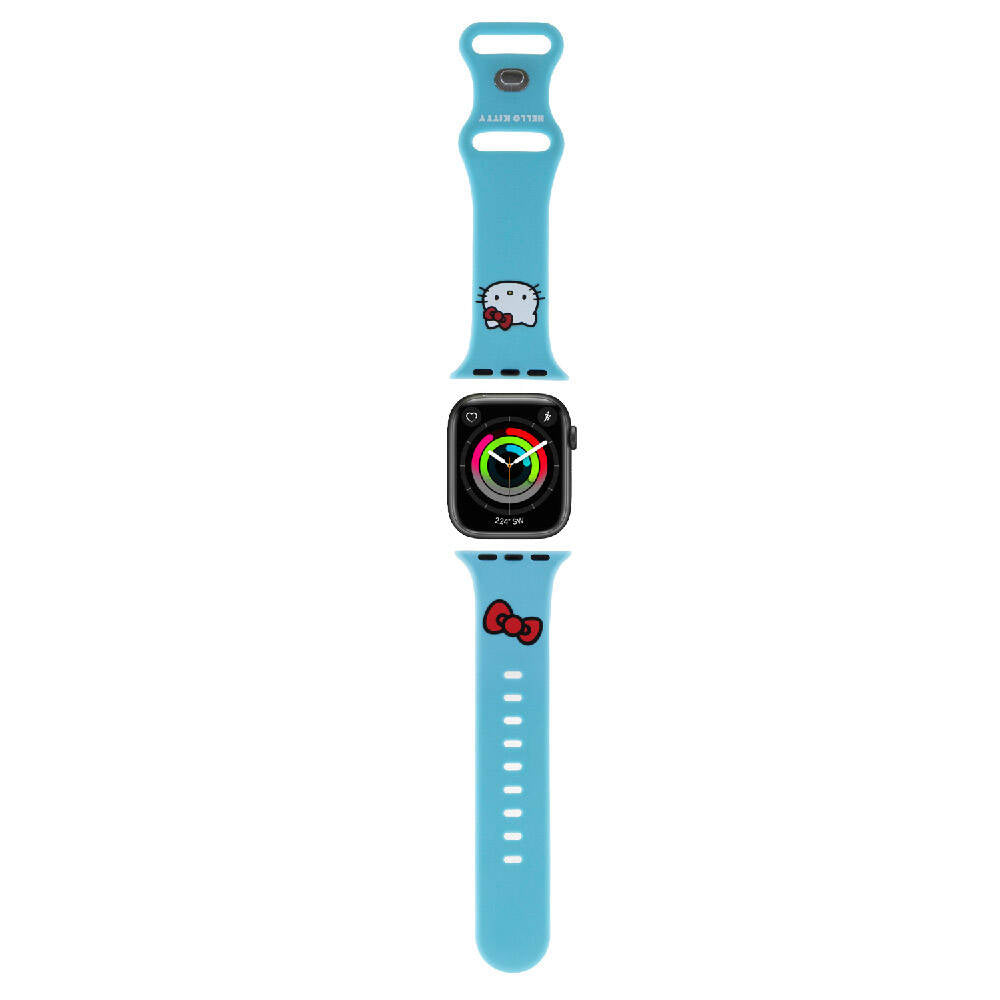 Watch 40mm Hello Kitty Orjinal Lisanslı Yazı Logolu Fiyonk & Kitty Head Silikon Kordon Mavi
