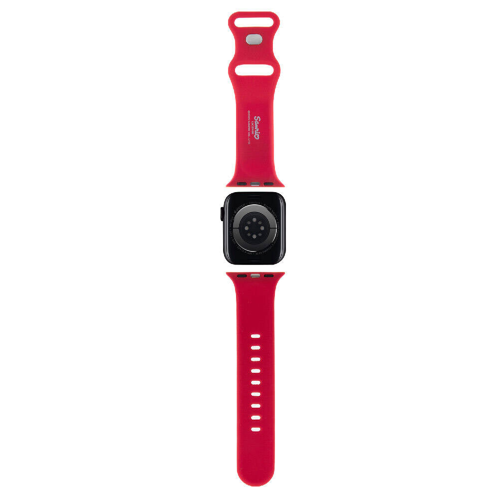Watch 40mm Hello Kitty Orjinal Lisanslı Yazı Logolu Fiyonk & Kitty Head Silikon Kordon Kırmızı