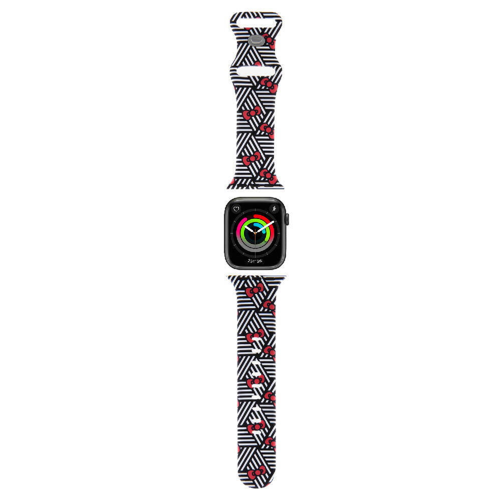 Watch 41mm Hello Kitty Orjinal Lisanslı Fiyonklar & Çizgiler Silikon Kordon Siyah
