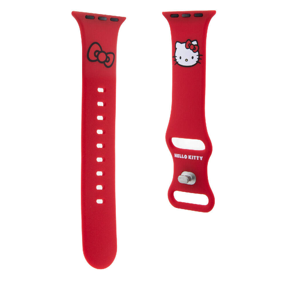 Watch 41mm Hello Kitty Orjinal Lisanslı Yazı Logolu Fiyonk & Kitty Head Silikon Kordon Kırmızı