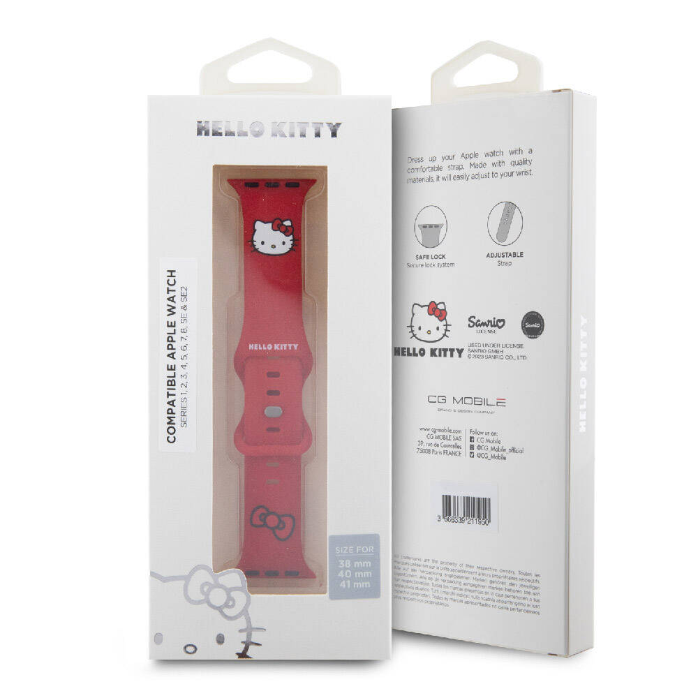 Watch 41mm Hello Kitty Orjinal Lisanslı Yazı Logolu Fiyonk & Kitty Head Silikon Kordon Mavi