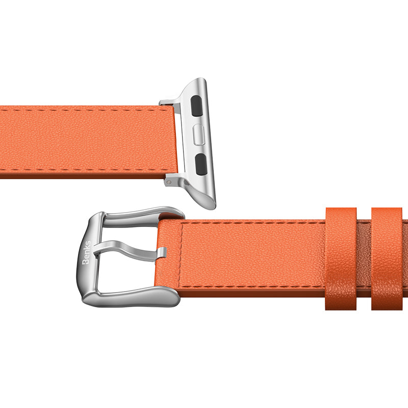 Watch 42mm Benks Vintage Genuine Leather Serisi Deri Kordon Strap Kayış Turuncu