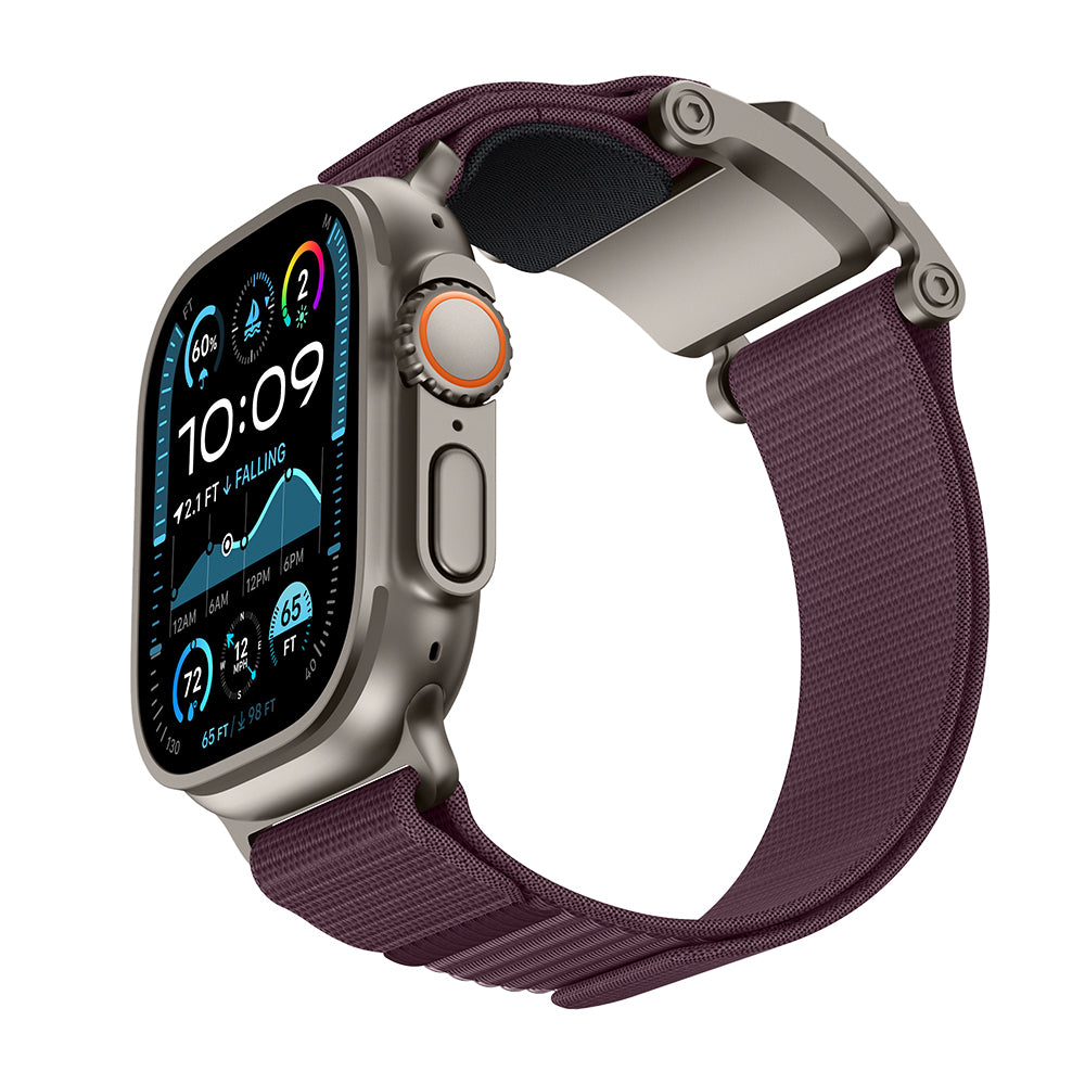 Apple Watch 42mm Mohseven iWatch Mecha Sport Hasır Kordon Titanyum-Mor