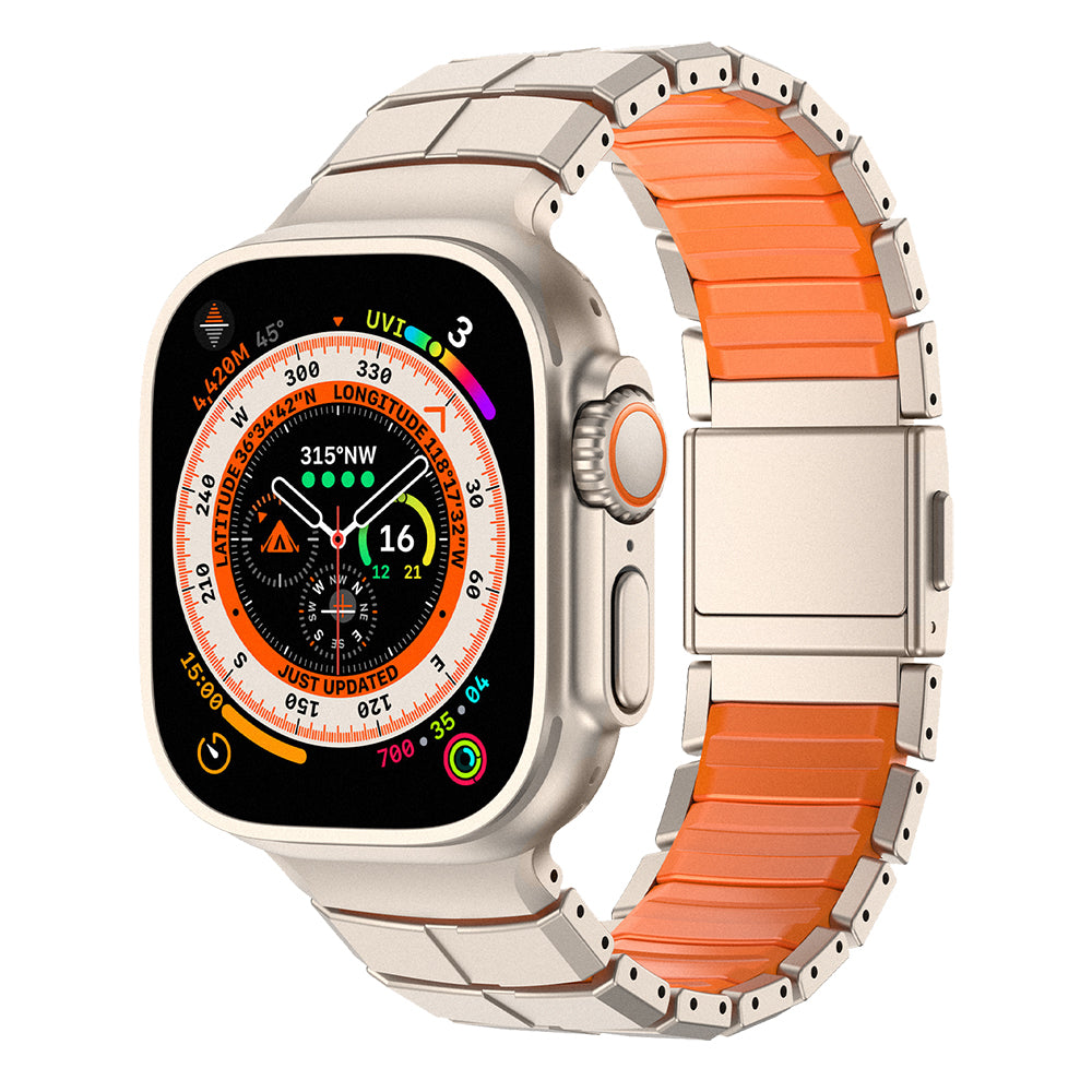 Apple Watch 42mm Mohseven iWatch Titancore No.1 Metal Kordon Titanyum-Turuncu