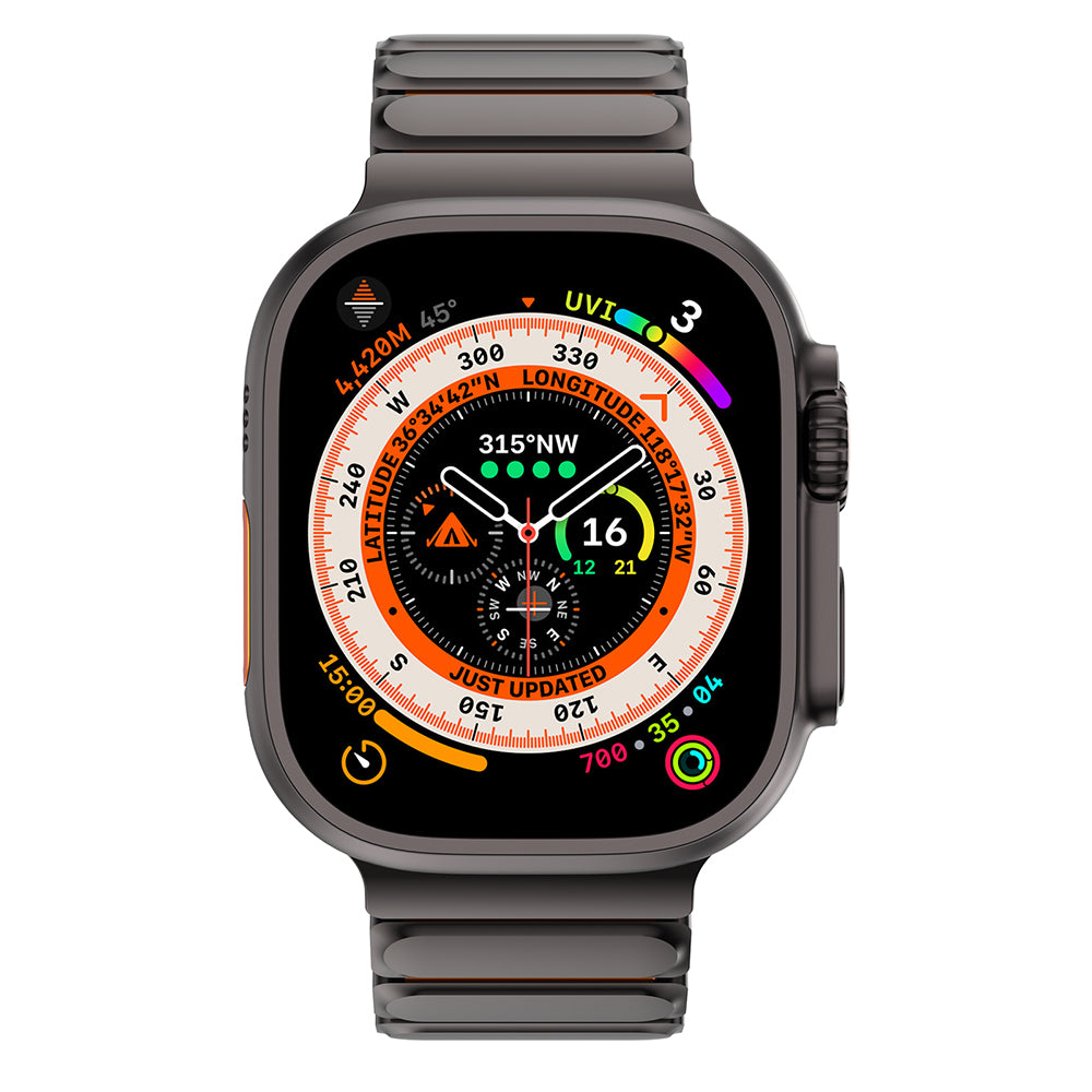 Apple Watch 42mm Mohseven iWatch Titancore No.2 Çelik Kordon Siyah-Turuncu