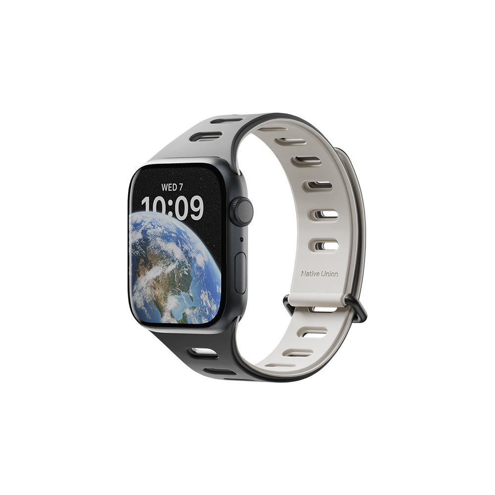 Apple Watch 42mm Native Union Active Watch Band Serisi Silikon Kordon Siyah-Gri