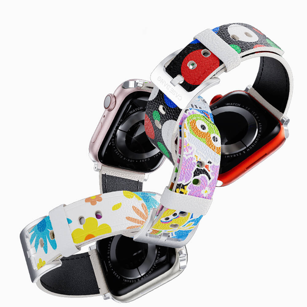 Watch 44mm Casebang Sesame Street Serisi Deri Saat Kordon Kırmızı
