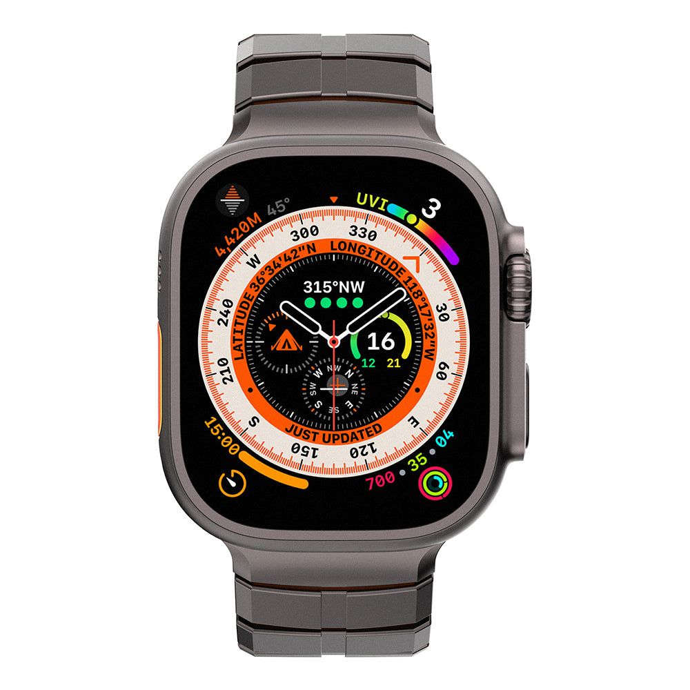 Apple Watch 44mm Mohseven iWatch Titancore No.1 Metal Kordon Siyah-Turuncu