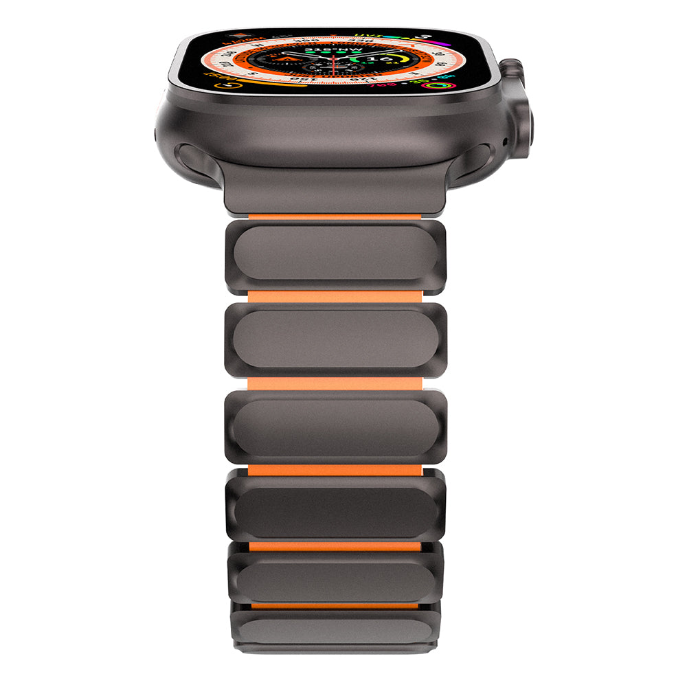 Apple Watch 44mm Mohseven iWatch Titancore No.2 Çelik Kordon Siyah-Turuncu