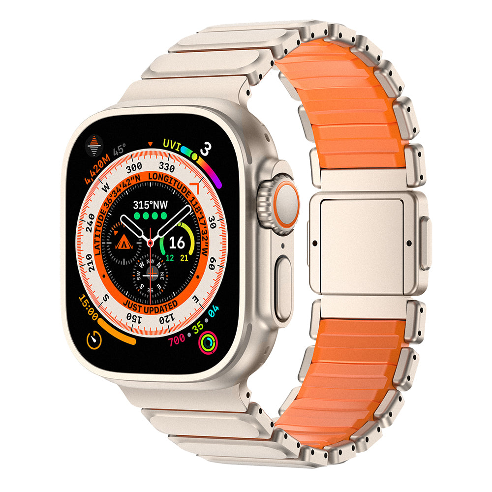 Apple Watch 44mm Mohseven iWatch Titancore No.2 Çelik Kordon Titanyum-Turuncu