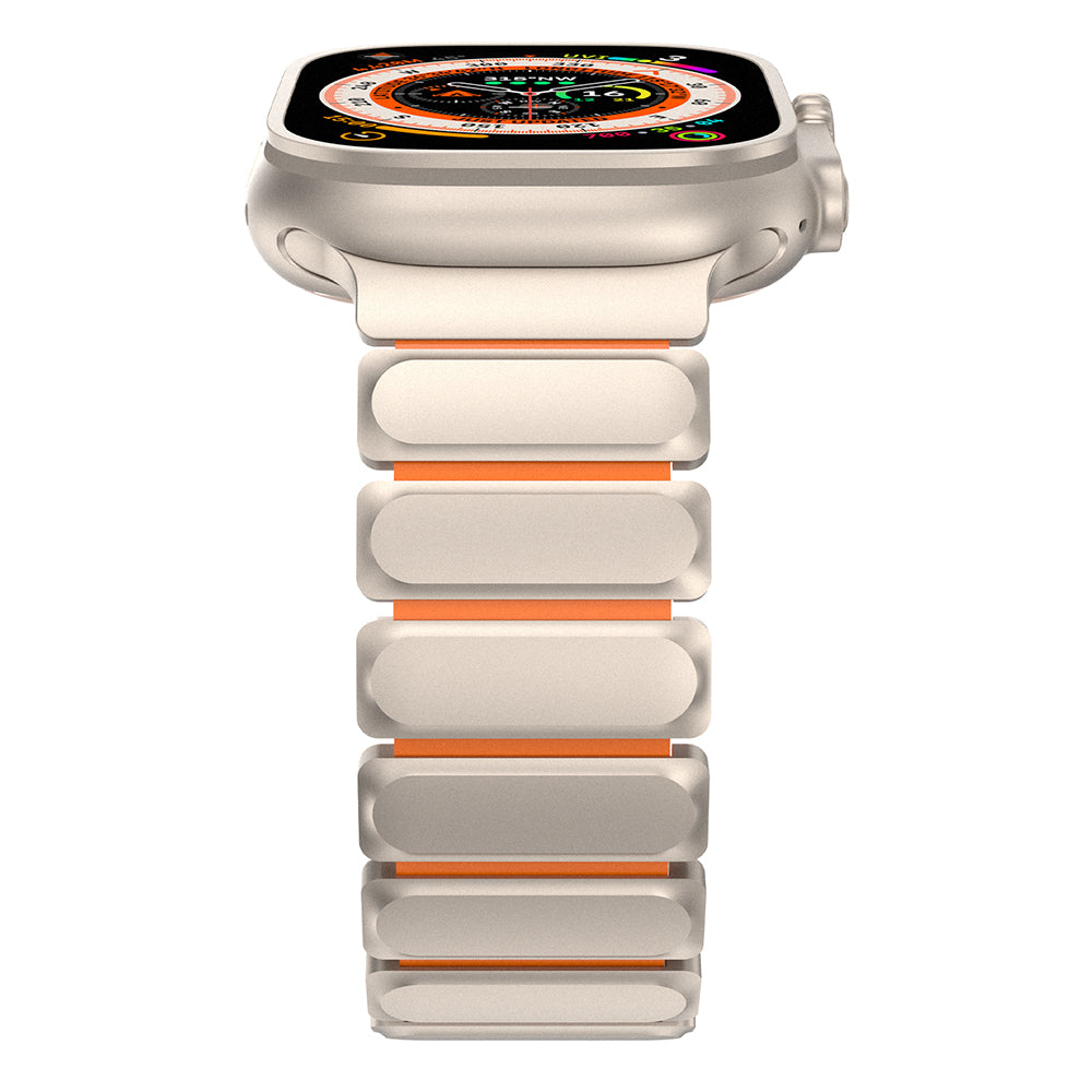 Apple Watch 44mm Mohseven iWatch Titancore No.2 Çelik Kordon Titanyum-Turuncu