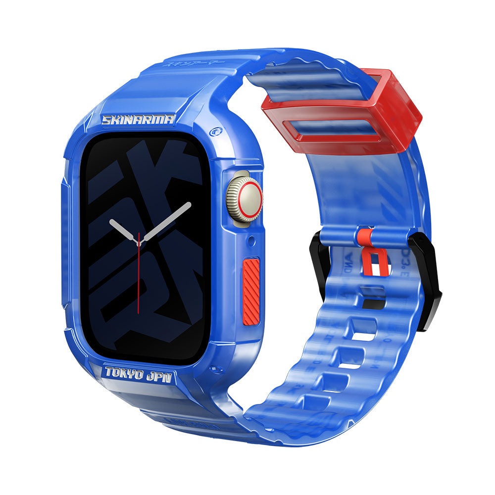 Watch 44mm SkinArma Saido Sert PC Kasa Koruyuculu Silikon Kordon Mavi