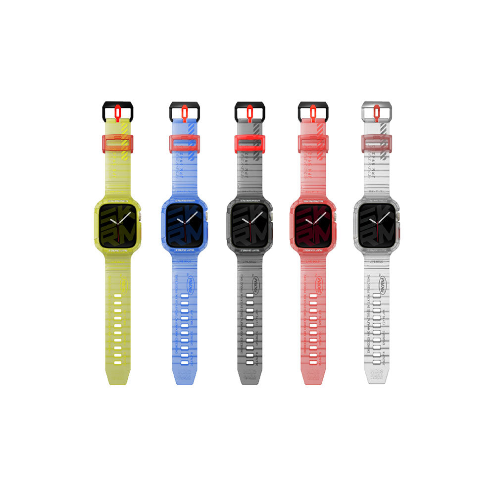 Watch 44mm SkinArma Saido Sert PC Kasa Koruyuculu Silikon Kordon Mavi