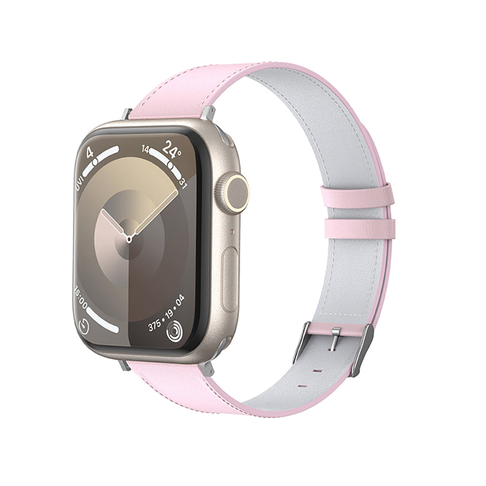 Apple Watch 7 41mm Benks Vintage Genuine Leather Serisi Deri Kordon Strap Kayış Pembe