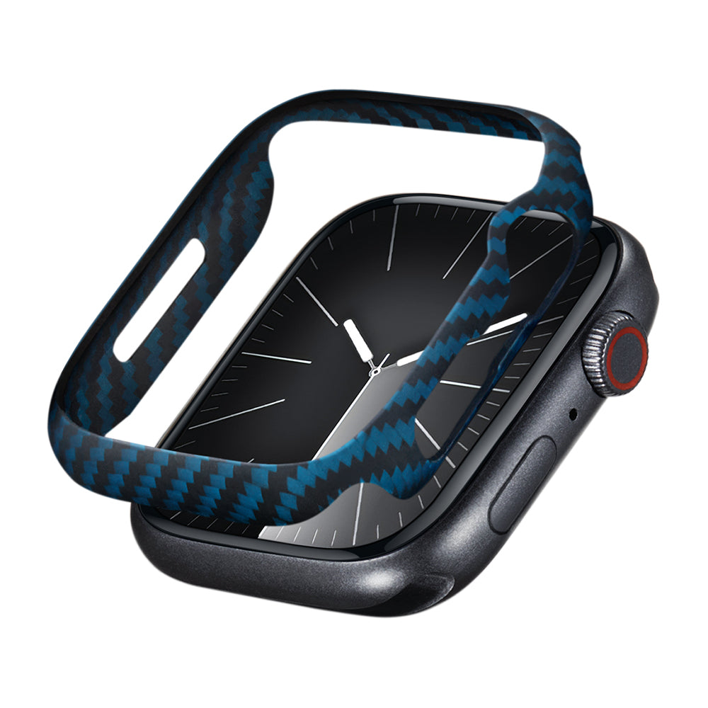 Watch 7 45mm 600D Aramid Fiber Classic Serisi Black-Blue Twill Kasa Koruyucu Pitaka Air Case Siyah-Mavi