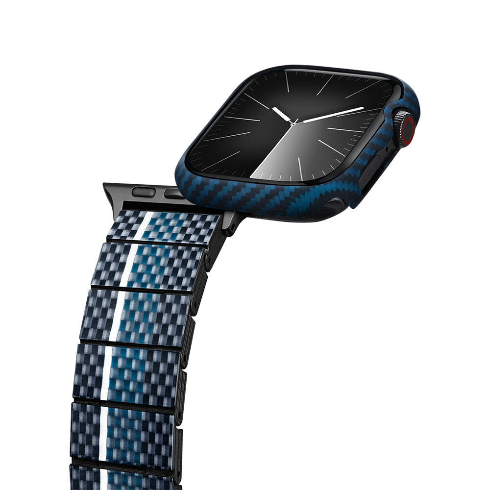 Watch 7 45mm 600D Aramid Fiber Classic Serisi Black-Blue Twill Kasa Koruyucu Pitaka Air Case Siyah-Mavi