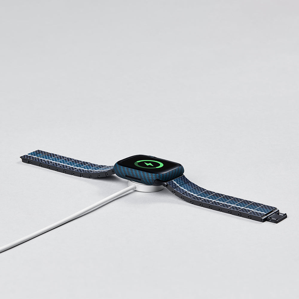 Watch 7 45mm 600D Aramid Fiber Classic Serisi Black-Blue Twill Kasa Koruyucu Pitaka Air Case Siyah-Mavi