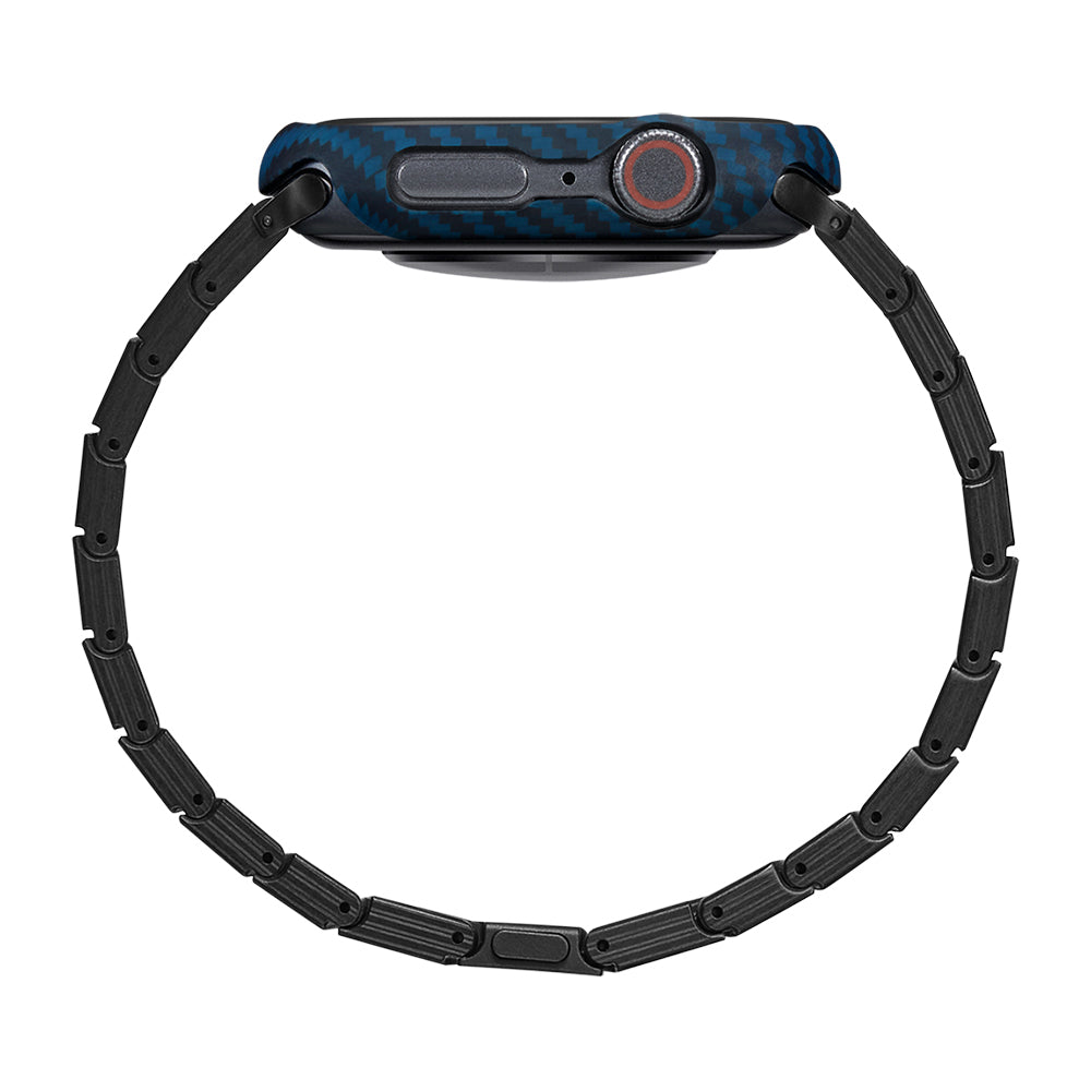 Watch 7 45mm 600D Aramid Fiber Classic Serisi Black-Blue Twill Kasa Koruyucu Pitaka Air Case Siyah-Mavi