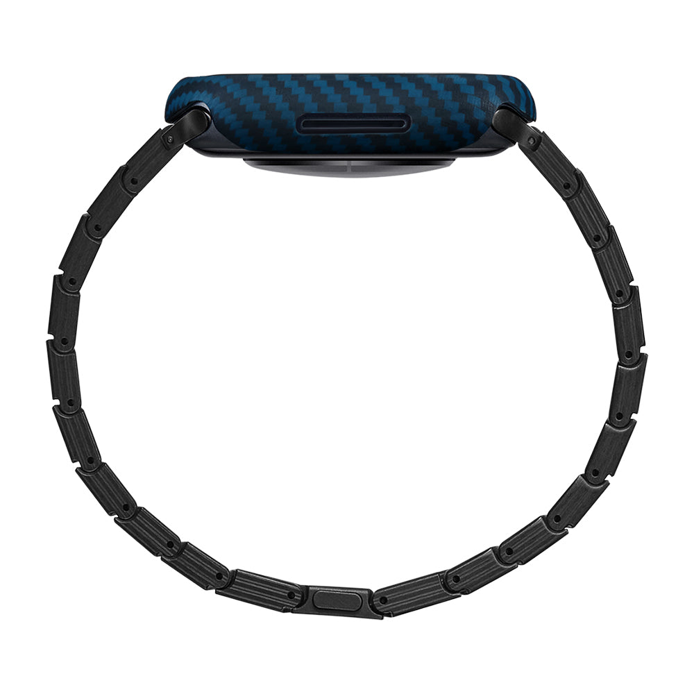 Watch 7 45mm 600D Aramid Fiber Classic Serisi Black-Blue Twill Kasa Koruyucu Pitaka Air Case Siyah-Mavi