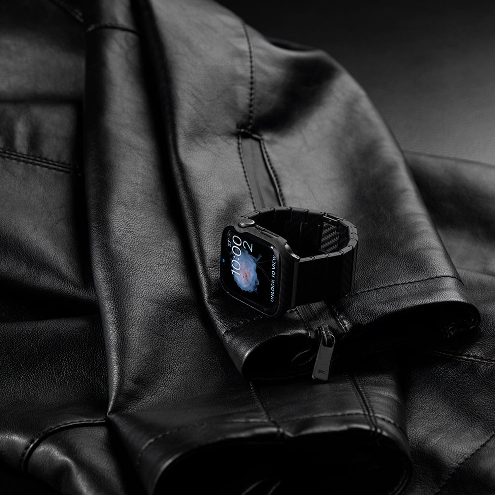 Watch 7 45mm 600D Aramid Fiber Classic Serisi Black-Grey Twill Kasa Koruyucu Pitaka Air Case Siyah-Gri